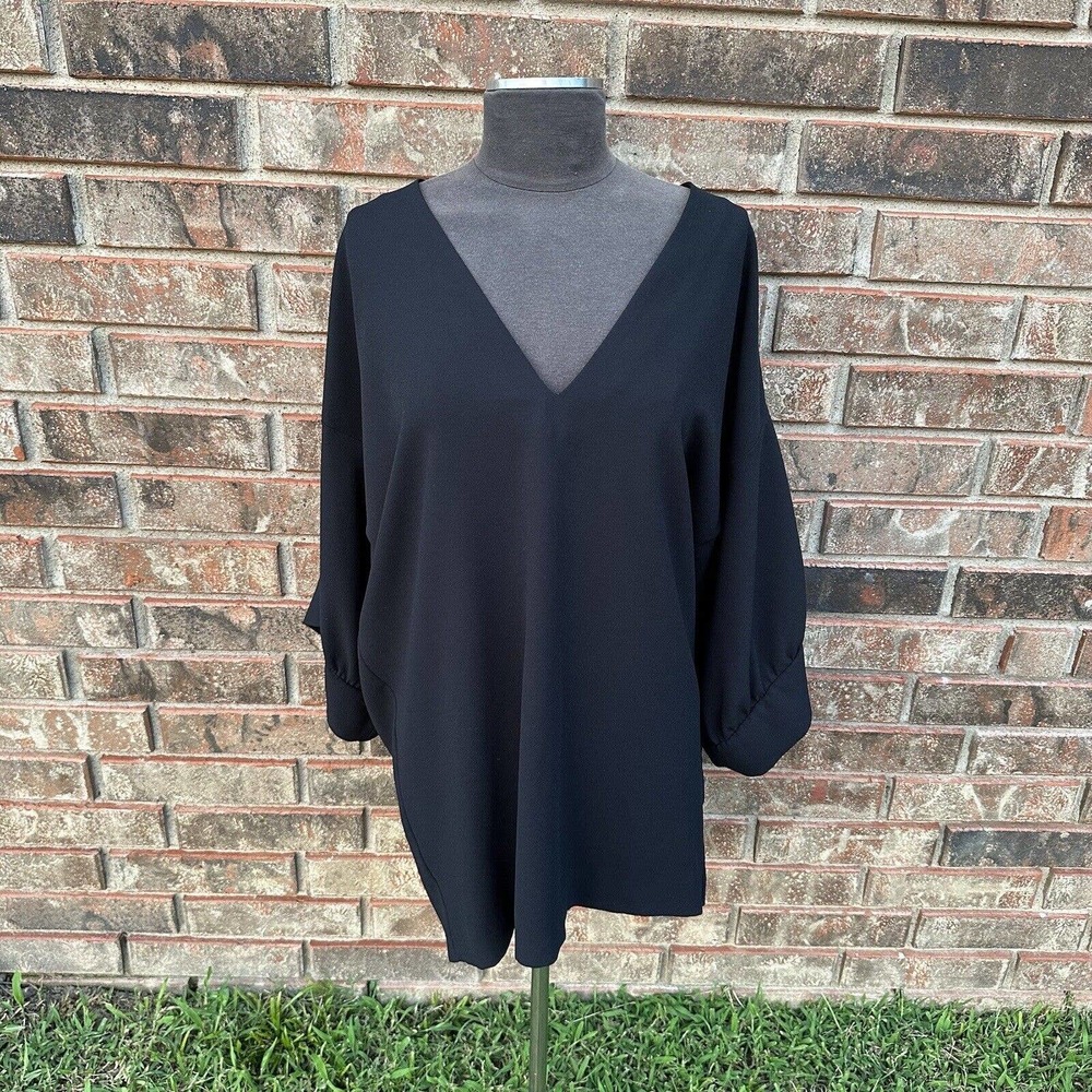 IRO Womens Top‎ Size 38 V-Neck Dolman Long Sleeve Tunic Blouse Black Designer